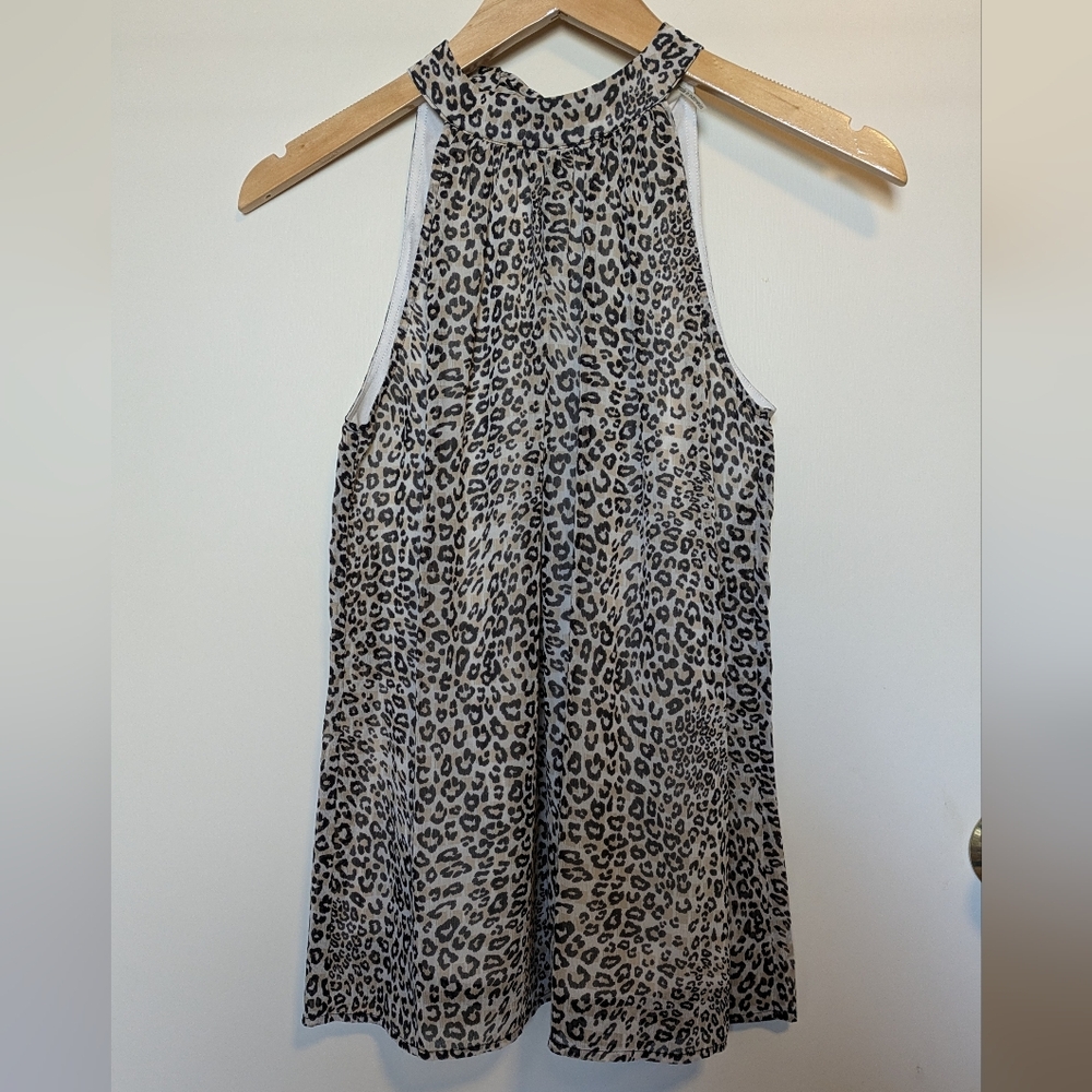 Sleeveless Cheetah Print Blouse - Small
